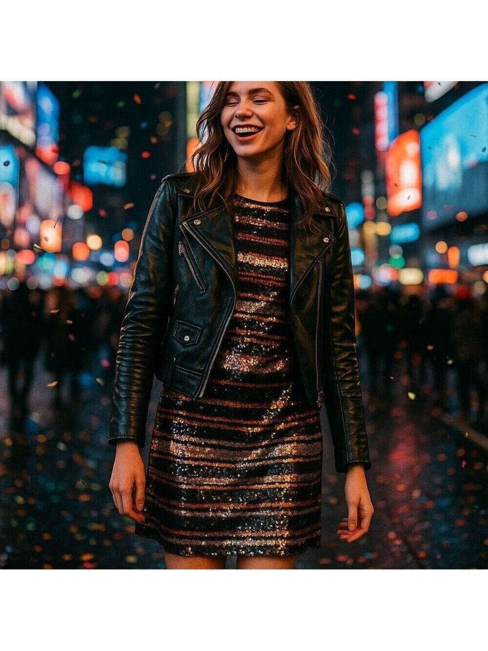 1901 Metallic Stripe Sequin Dress – Size S  Ready to Shine